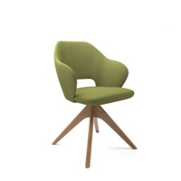 Jude single seater lounge chair with pyramid oak legs - endurance green