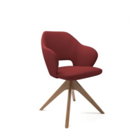 Jude single seater lounge chair with pyramid oak legs - extent red