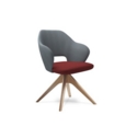 Jude single seater lounge chair with pyramid oak legs - forecast grey seat with extent red back and arms