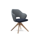 Jude single seater lounge chair with pyramid oak legs - forecast grey seat with range blue back and arms
