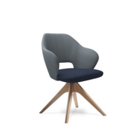 Jude single seater lounge chair with pyramid oak legs - forecast grey seat with range blue back and arms
