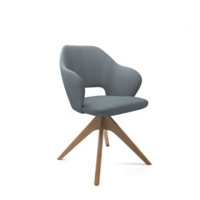 Jude single seater lounge chair with pyramid oak legs - late grey