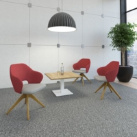 Jude single seater lounge chair with pyramid oak legs - late grey