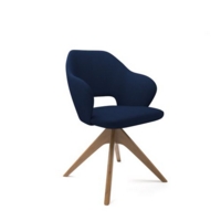 Jude single seater lounge chair with pyramid oak legs - maturity blue