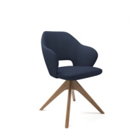 Jude single seater lounge chair with pyramid oak legs - range blue