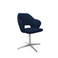 Jude single seater lounge chair with chrome 4 star base - maturity blue