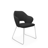 Jude single seater lounge chair with chrome sleigh frame - elapse grey