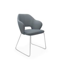 Jude single seater lounge chair with chrome sleigh frame - late grey