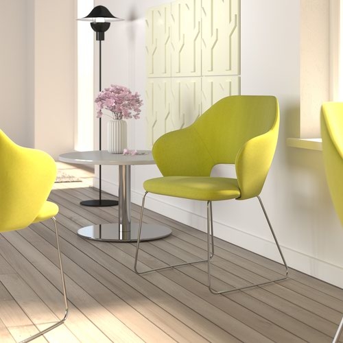 Jude single seater lounge chair with chrome sleigh frame - lifetime yellow