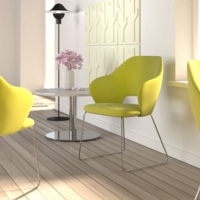 Jude single seater lounge chair with chrome sleigh frame - lifetime yellow