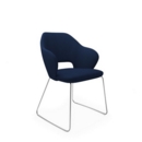 Jude single seater lounge chair with chrome sleigh frame - maturity blue