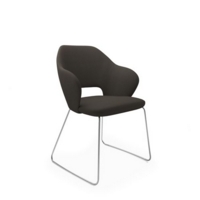 Jude single seater lounge chair with chrome sleigh frame - present grey