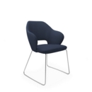 Jude single seater lounge chair with chrome sleigh frame - range blue