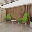 Juna fully upholstered high back lounge chair with 4 star aluminium swivel base with auto return - elapse grey