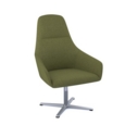 Juna fully upholstered high back lounge chair with 4 star aluminium swivel base with auto return - endurance green