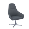 Juna fully upholstered high back lounge chair with 4 star aluminium swivel base with auto return - late grey