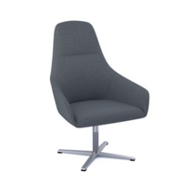 Juna fully upholstered high back lounge chair with 4 star aluminium swivel base with auto return - late grey