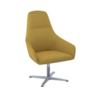 Juna fully upholstered high back lounge chair with 4 star aluminium swivel base with auto return - lifetime yellow