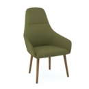 Juna fully upholstered high back lounge chair with 4 oak wooden legs - endurance green