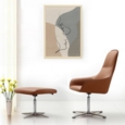 Juna fully upholstered high back lounge chair with 4 oak wooden legs - lifetime yellow