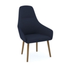 Juna fully upholstered high back lounge chair with 4 oak wooden legs - range blue