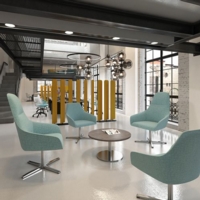 Juna fully upholstered medium back lounge chair with 4 star aluminium swivel base with auto return - elapse grey