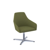 Juna fully upholstered medium back lounge chair with 4 star aluminium swivel base with auto return - endurance green