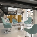 Juna fully upholstered medium back lounge chair with 4 star aluminium swivel base with auto return - late grey