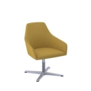 Juna fully upholstered medium back lounge chair with 4 star aluminium swivel base with auto return - lifetime yellow