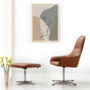 Juna fully upholstered medium back lounge chair with 4 star aluminium swivel base with auto return - present grey