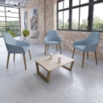 Juna fully upholstered medium back lounge chair with 4 star aluminium swivel base with auto return - range blue