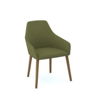 Juna fully upholstered medium back lounge chair with 4 oak wooden legs - endurance green