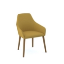 Juna fully upholstered medium back lounge chair with 4 oak wooden legs - lifetime yellow