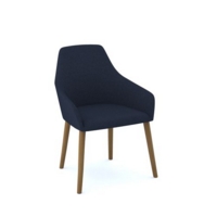 Juna fully upholstered medium back lounge chair with 4 oak wooden legs - range blue