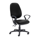 Jota extra high back operator chair with fixed arms - Nero Black vinyl