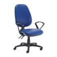 Jota extra high back operator chair with fixed arms - Ocean Blue vinyl