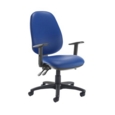 Jota extra high back operator chair with adjustable arms - Ocean Blue vinyl