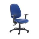 Jota extra high back operator chair with adjustable arms - Ocean Blue vinyl
