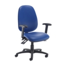 Jota extra high back operator chair with folding arms - Ocean Blue vinyl