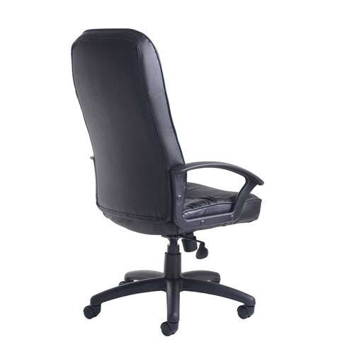 King high back managers chair - black leather faced