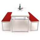 Otto benching solution low bench 1050mm wide - silver frame and barcelona walnut top