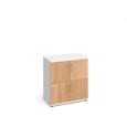 Wooden storage lockers 4 door - white with beech doors