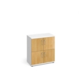 Wooden storage lockers 4 door - white with oak doors