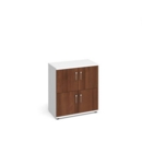 Wooden storage lockers 4 door - white with walnut doors