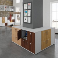 Wooden storage lockers 4 door - white with white doors