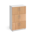 Wooden storage lockers 6 door - white with beech doors