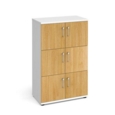 Wooden storage lockers 6 door - white with oak doors