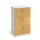 Wooden storage lockers 6 door - white with oak doors