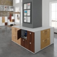 Wooden storage lockers 6 door - white with oak doors
