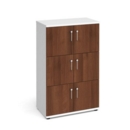 Wooden storage lockers 6 door - white with walnut doors